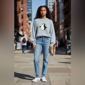 🐧 Aelfric Eden Penguin Knit Sweater Blue Y2K Streetwear XS